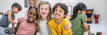 small group of children huddle together